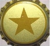 DIBUJO ESTRELLA MARRON SOBRE FONDO DORADO ESTRELLA DAMM BARCELONA