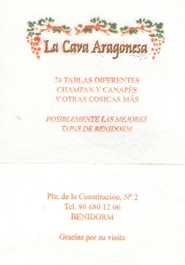 LA CAVA ARAGONESA (BENIDORM)