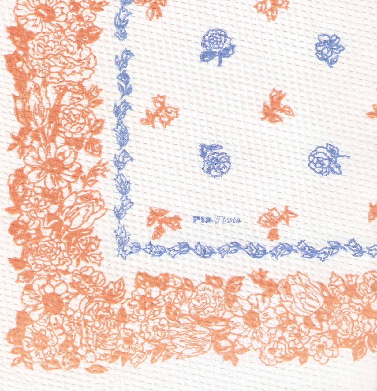 DIBUJO ROSAS NARANJAS Y AZULES ESTAMPADA